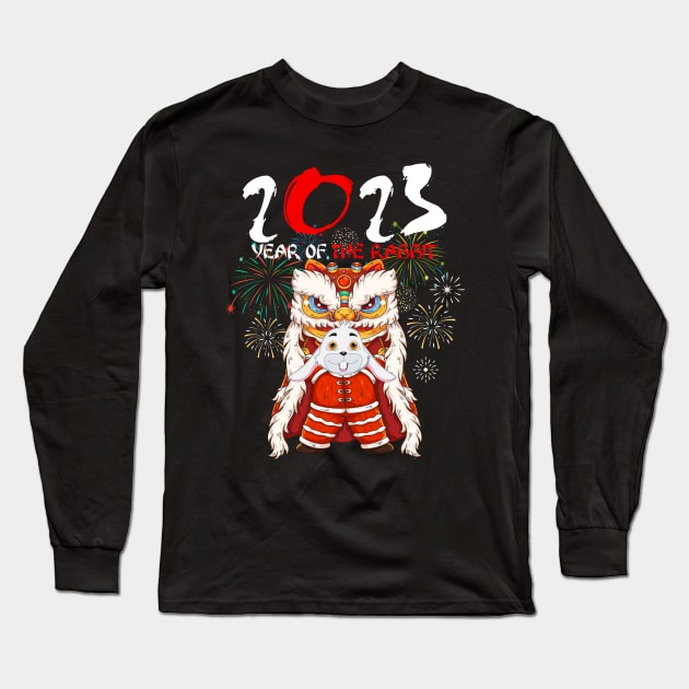 Dabbing Bunny Year Of the Rabbit 2023 Chinese New Year 2023 Long Sleeve T-Shirt by Jhon Towel